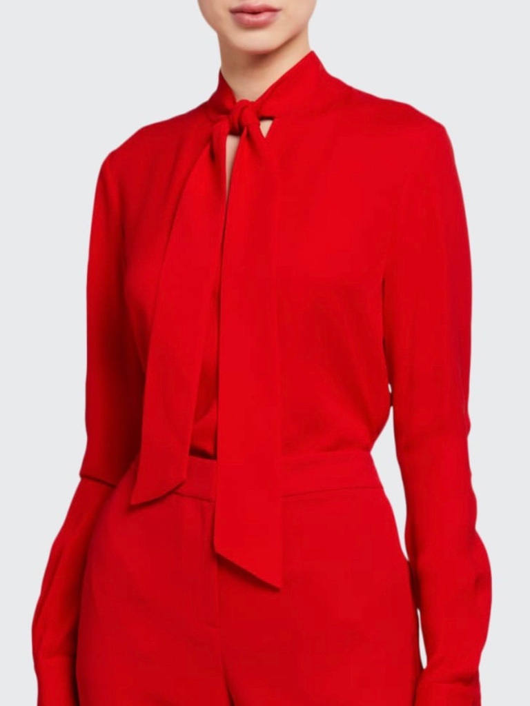 Lafayette 148 Ny Tie-Neck Silk Blouse Small Nwt
